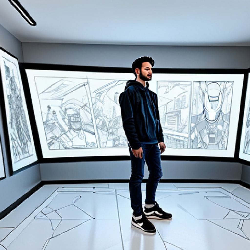 슈퍼트론 메인 캐릭터 디자인과 컨셉 - Supertron Design Inspiration**

"A digital artist in a well-lit studio, surrounded by concept art sk...