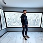슈퍼트론 메인 캐릭터 디자인과 컨셉 - Supertron Design Inspiration**

"A digital artist in a well-lit studio, surrounded by concept art sk...