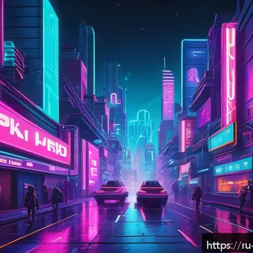 Home 32 슈퍼트론과 80 90년대 애니메이션의 유사점 - A vibrant cyberpunk cityscape inspired by 80s and 90s retro-futurism, featuring glowing neon signs i...