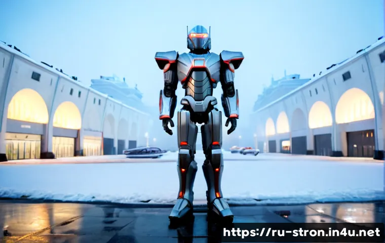 Home 17 슈퍼트론의 주요 장면과 미술적 디테일 - Photorealistic cinematic scene of a sleek futuristic Supertron-inspired humanoid machine standing in...